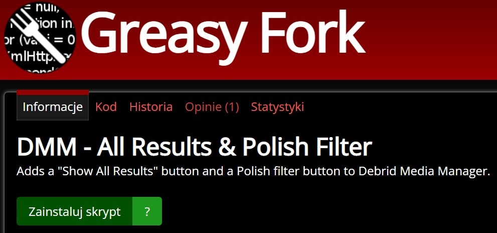 Instalacja skryptu Greasy Fork